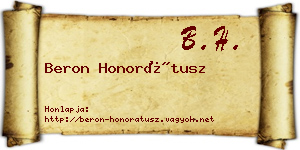 Beron Honorátusz névjegykártya